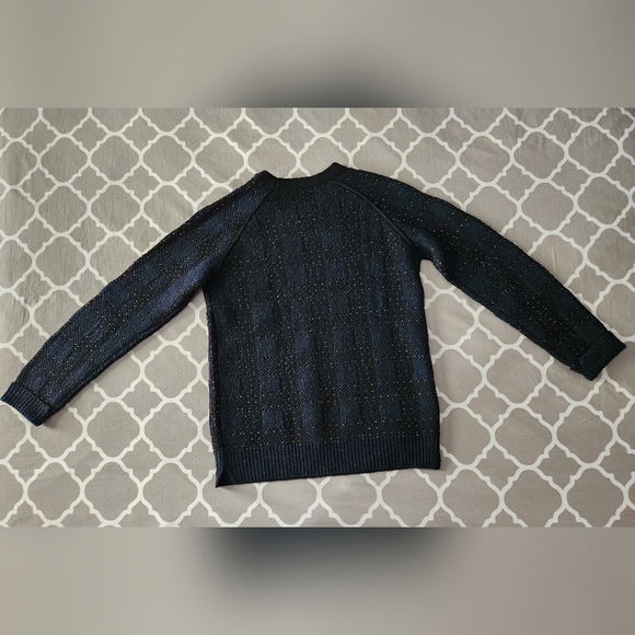 *3.1 Phillip Lim Navy and Gold Wool/Cashmere Blend Sweater Women's Large - Picture 4 of 8